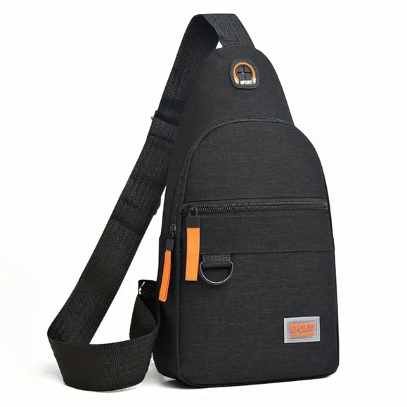 Mens Multifunctional‎ Chest Crossbody Unisex Sling Bag Black Casual Shoulder Bag - Picture 1 of 12